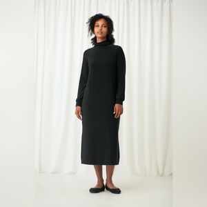 Sympli Turtleneck Gathered Sleeve Dress - Style 28116-3 Black Size 8